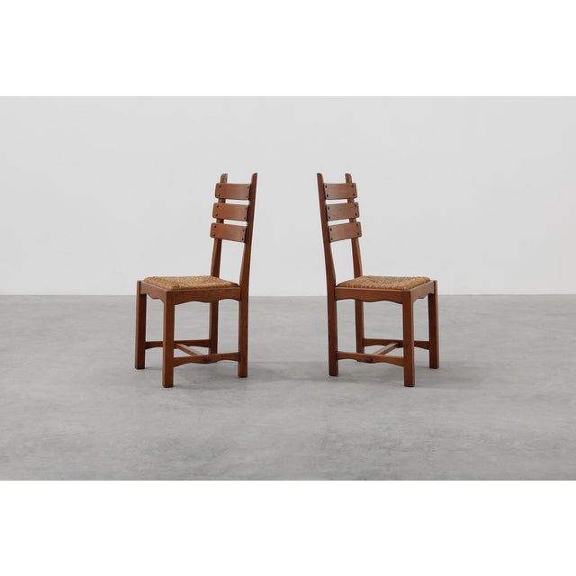 Mid-Century Modern Brutalist Oak and Wicker Chair, 1960 For Sale - Image 10 of 18