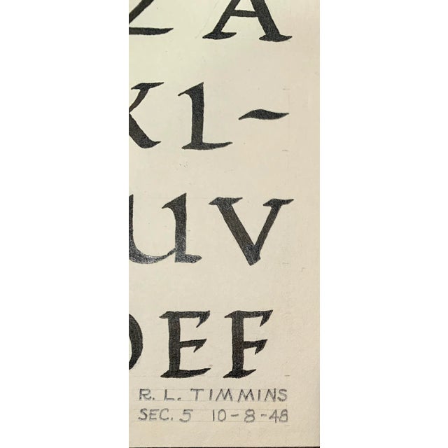 Mid-Century Modern Mid Century Original Ink on Paper "1948 Lettering Font" For Sale - Image 3 of 4
