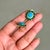 Retro 6.53ct Turquoise Emerald & Diamond Floral Stud Earrings in 14k Gold- 2 Pieces For Sale In New York - Image 6 of 16