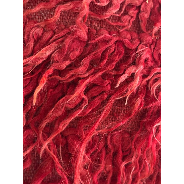 Textile Vintage Turkish Angora Wool Filikli Rug Newly Converted to a Zippered Extra Large Pillow Cover With Insert For Sale - Image 7 of 12