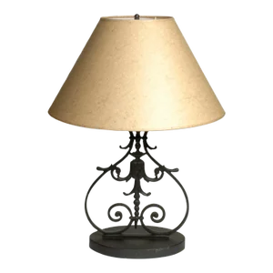 French Architectural Wrought Iron Fence Made Into Lamp, Circa 1880