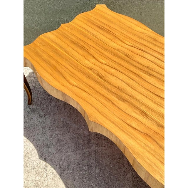 Hollywood Regency Vintage Keno Bros for Theodore Alexander Scalloped Edge Coffee Table For Sale - Image 3 of 12
