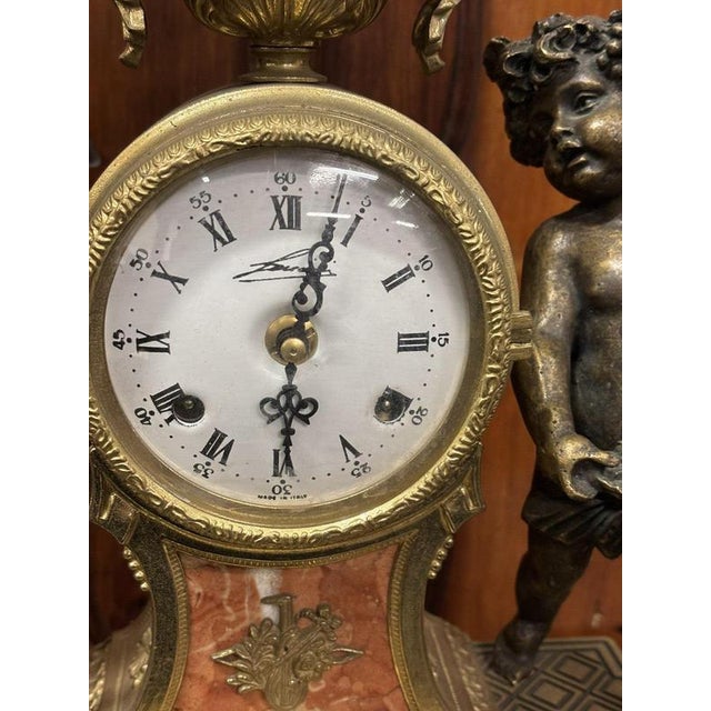 Vintage Brass & Bronze Clock For Sale - Image 5 of 13