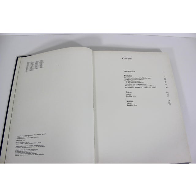 Paper 1978 Famous Italian Cities Florence Rome Venice Hard Cover Coffee Table Book Italian Travel With Dust Jacket Dark Blue Gold For Sale - Image 7 of 13