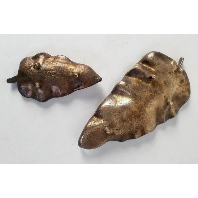 Goldenrod Leaf Bronze Trays, Italy, Set of 2 For Sale - Image 8 of 13