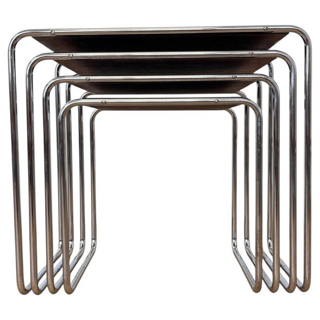 Bauhaus Chrome B9 Nesting Tables by Marcel Breuer, 1947, Set of 4 For Sale - Image 12 of 12