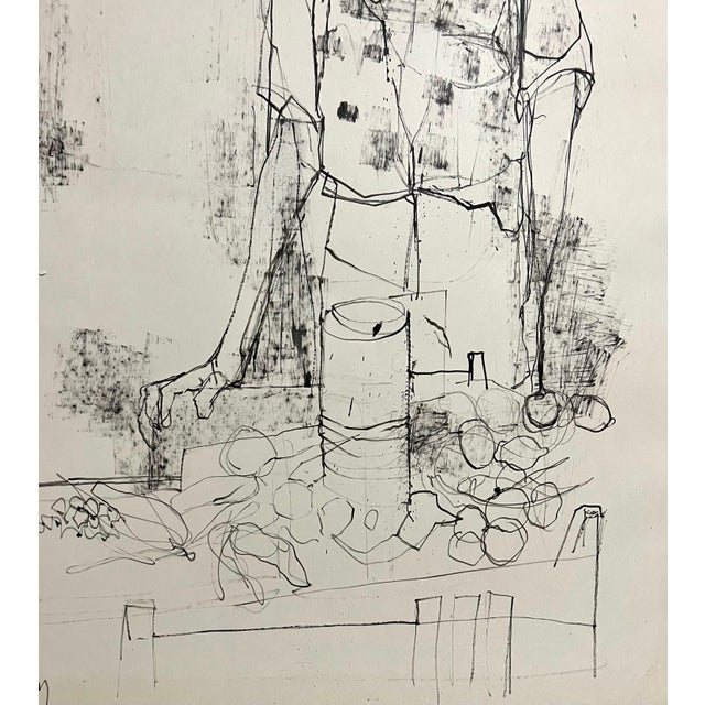 Black Jean Jansem, Large Drawing of Boy by French Armenian Modernist Jean Jansem Ecole De Paris Art, c.1960 For Sale - Image 8 of 11