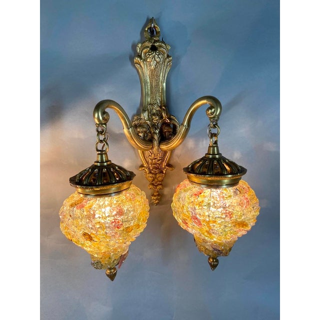 Metal 1980 Louis XVI Gold Bronze Wall Lamp Sconce Pair - 2 PCS For Sale - Image 7 of 15