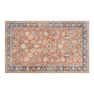 Antique Persian Tabriz Botanic Handmade Wool Rug For Sale