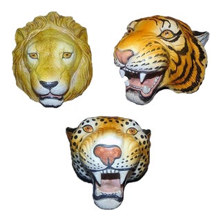 Italian Ceramic Safari Busts - Set of 3 For Sale