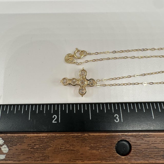 Diamond Cross Necklace 14kt Yellow Gold 1.10ctw Gh Si 18in New For Sale In New York - Image 6 of 6