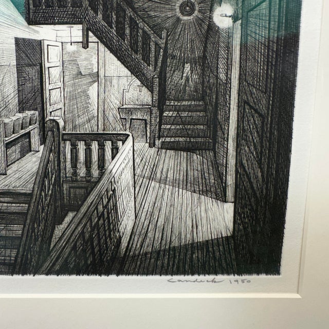 Printmaking Materials Armin Landeck “Stairhall” k.104 Artist Proof 6/10 Signed 1950 Drypoint Engraving For Sale - Image 7 of 10