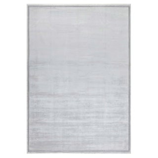 Modern Cloud Blue Silk Rug with Metal Chain Border by Doris Leslie Blau For Sale
