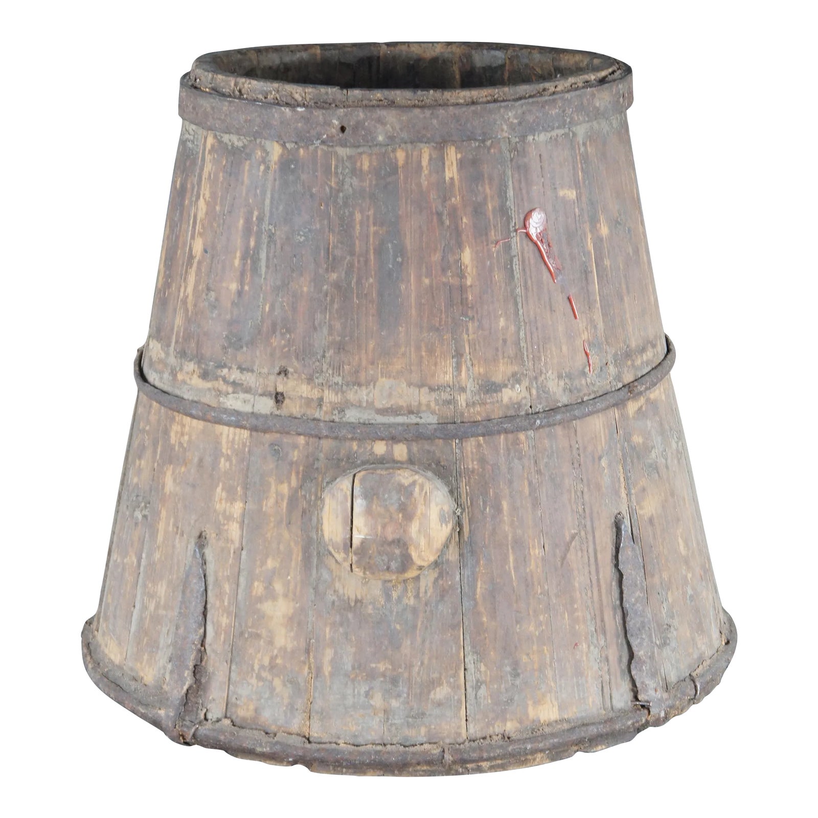 Late 19th Century Primitive Chinese Shanxi Banded Iron Barrel Willow ...