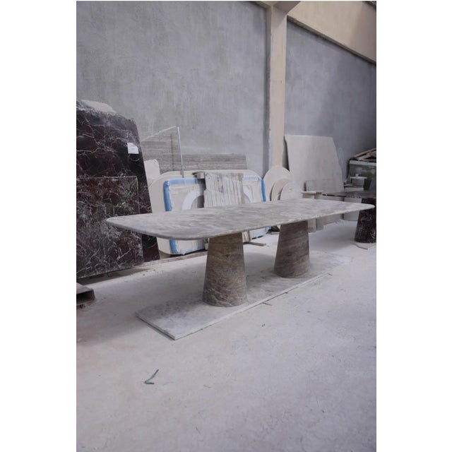 Silver Travertine Rectangle Dining Table by My Habitat Design For Sale - Image 4 of 7