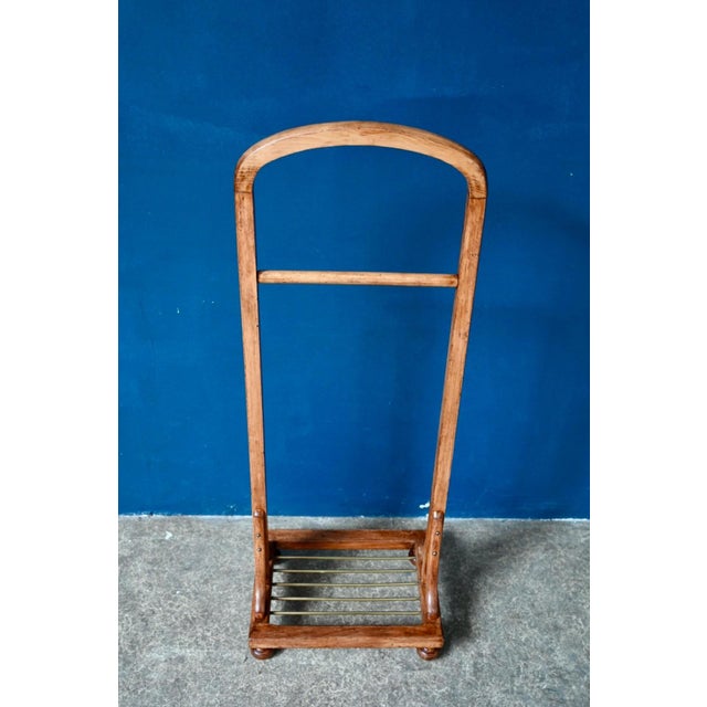 Brown Vintage Wood and Gilt Brass Valet Stand with Turned Legs, 1930s For Sale - Image 8 of 14
