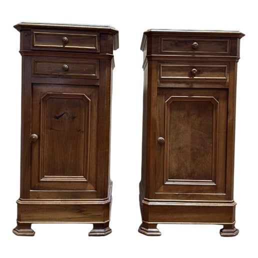 Louis Philippe Bedside Tables in Walnut, Set of 2 For Sale