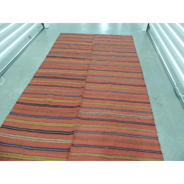 1940s Vintage Turkish Colorful Stripes Woven Textile Panel For Sale - Image 5 of 5