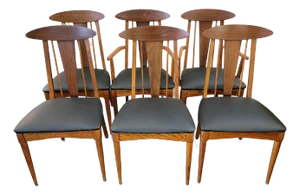 1960s Mid-Century Modern Bonnie Garrison Persimon Cat Eye Chair Set Six