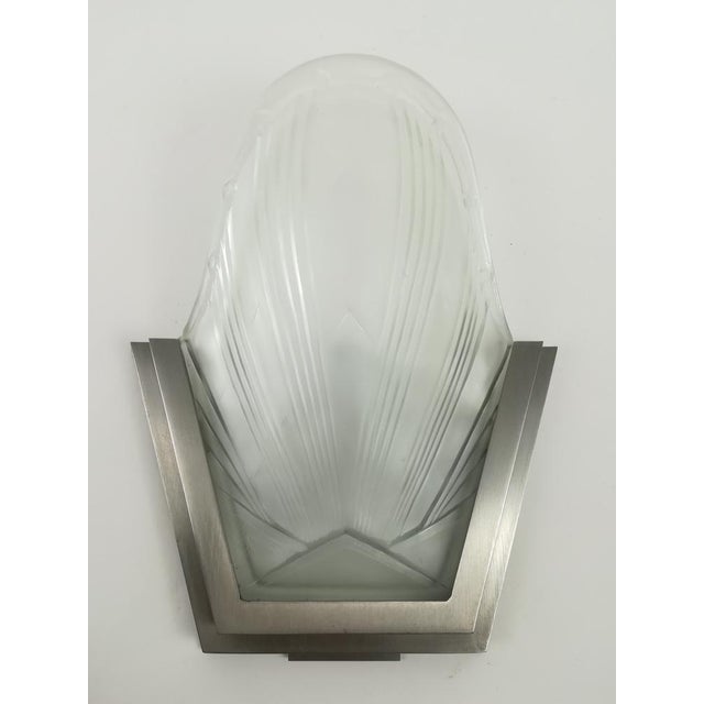 French Art Deco Wall Sconces by Verrerie Des Hanot, 1930s, Set of 2 For Sale - Image 6 of 9