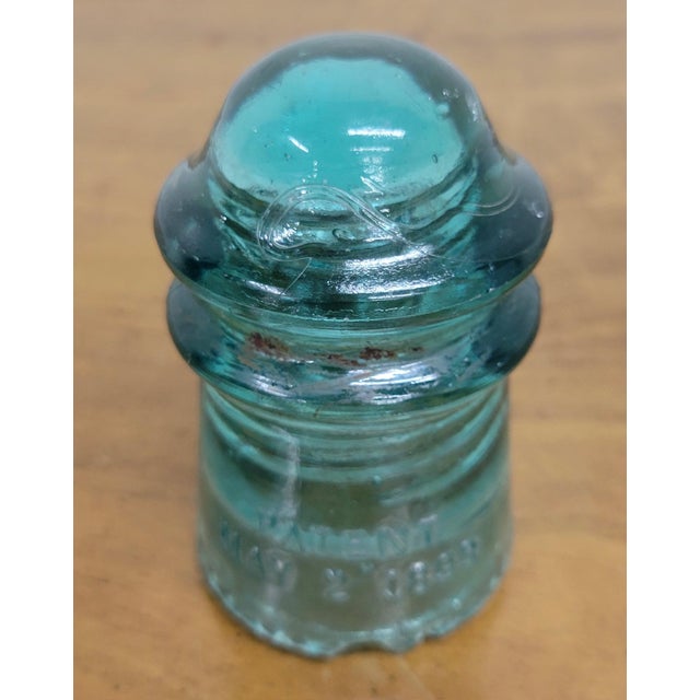 Aqua Vintage Hemingray No. 9 Aqua Glass Insulator For Sale - Image 8 of 10