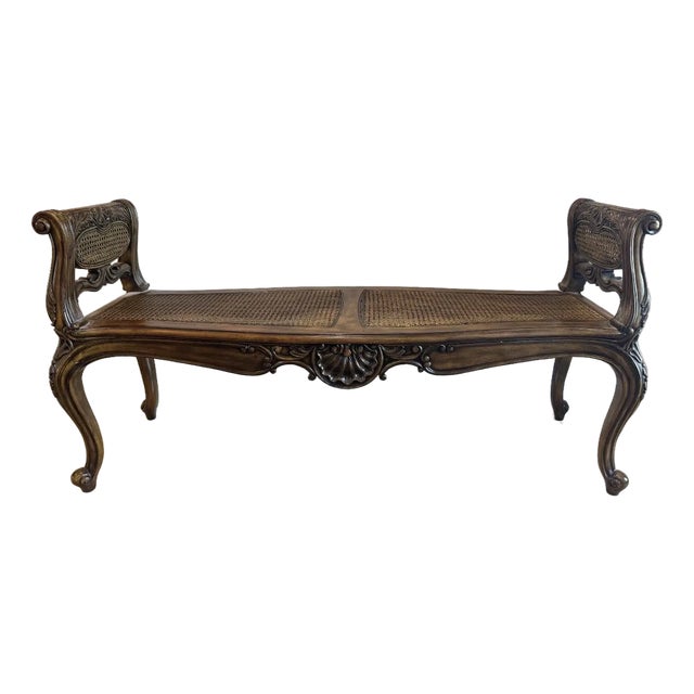 1990s Maitland Smith Vintage Cane Bench For Sale