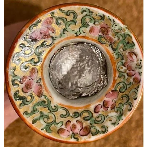 Pair of Antique Rose Medallion Candlesticks, Circa 1860 For Sale - Image 10 of 12