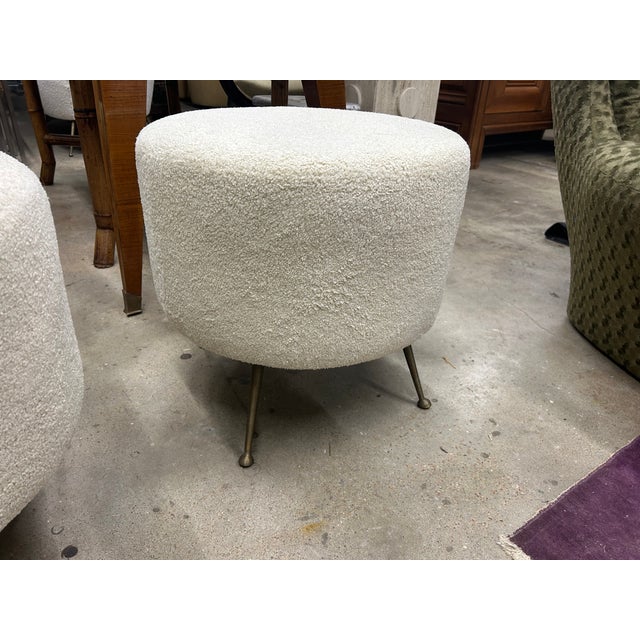 1950s Pair of Italian Modern Ottomans With Brass Legs | Chairish
