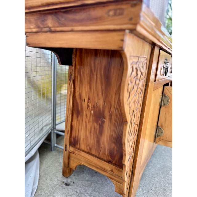 Wood Late 20th Century Chinese Altar Cabinet in the Traditional Style — Elmwood With Original Brass Hardware, 73" For Sale - Image 7 of 12