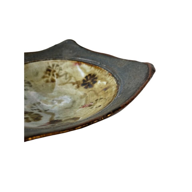 Mid-Century Multi Dimensional Artisan Glazed Ceramic Bowl Singed Functional Art For Sale - Image 10 of 12