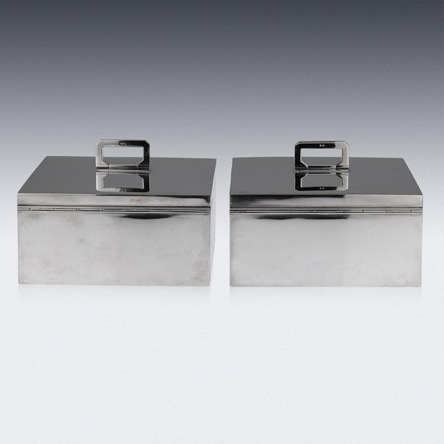 1930s 20th Century Art Deco Silver Cigar Boxes from Asprey & Co, 1936, Set of 2 For Sale - Image 5 of 15