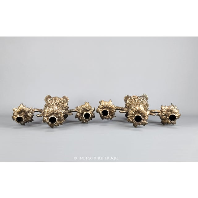 Silver Vintage Ornate Metal Candelabras - Set of 2 For Sale - Image 8 of 10