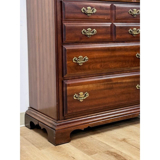 Vintage Tallboy Dresser American Drew Five Drawer Highboy Bedroom Chest For Sale - Image 9 of 18