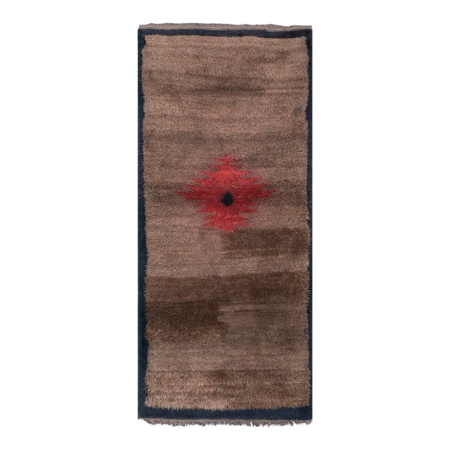 Turkish Macchiato Color Wool Tulu Rug 3'2" X 6'10" For Sale