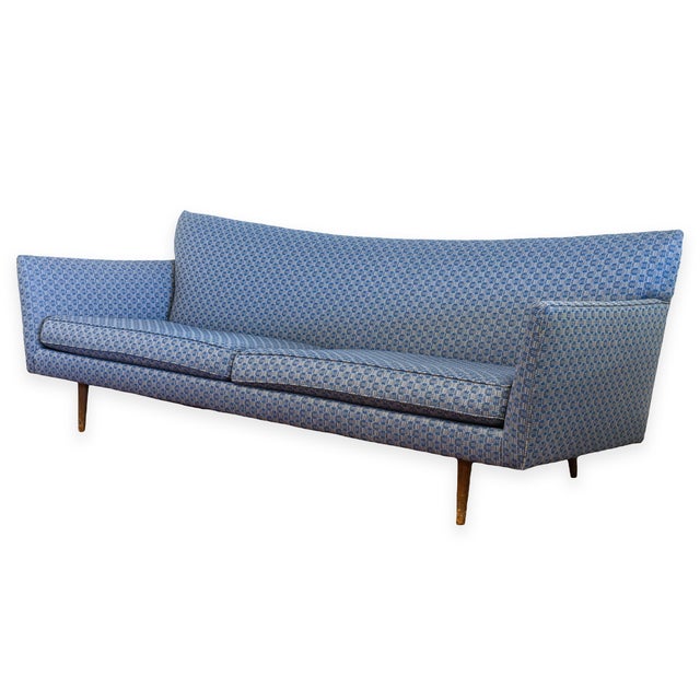 Blue Vintage Paul McCobb Pagoda Blue Fabric Mid Century Modern Sofa For Sale - Image 8 of 8