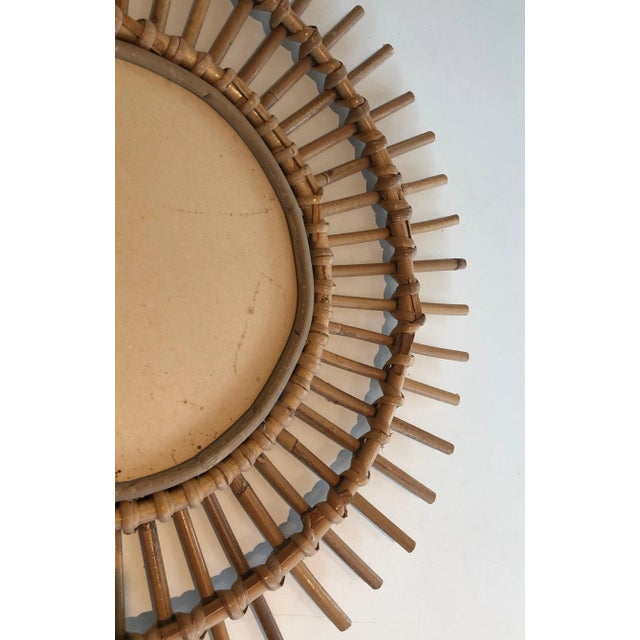 Mid-Century Modern Circa 1970 French Small Rattan Mirror For Sale - Image 3 of 13