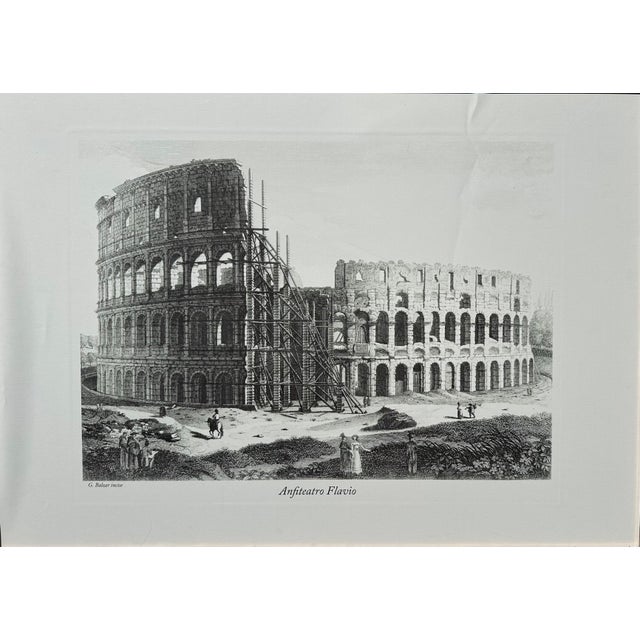 1980s Vintage Architectural Framed Print Engraving Rome Colosseum Italy G Balzar For Sale - Image 9 of 10