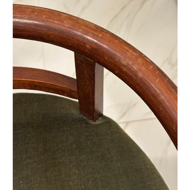 Petite Scale Mid-Century Italian Walnut Horseshoe Rail Back Armchairs - A Pair For Sale - Image 14 of 18