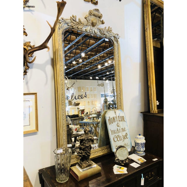 Brass French Philippe Hand-Carved Beveled Mirror in Hand Gilt Frame For Sale - Image 8 of 13