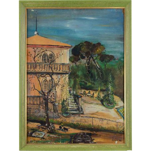 Sirio Pellegrini, Landscape, Oil on Wood Panel, 1964, Framed For Sale