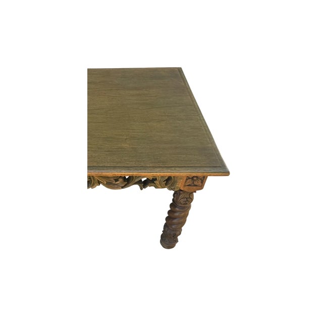 Wood 1920s Vintage Filipino Barley Twist Coffee Table With Intricate Carved Apron For Sale - Image 7 of 14