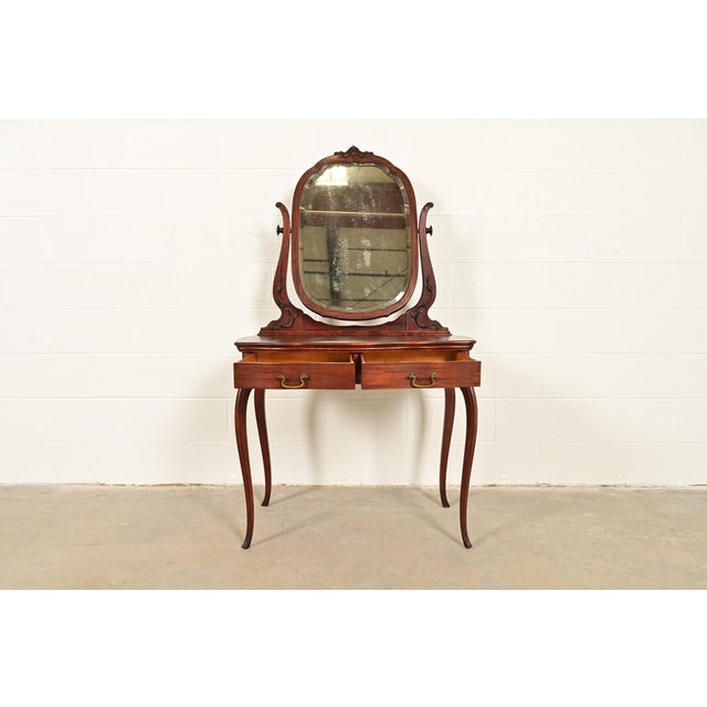 Late 19th Century Early Widdicomb Victorian Carved Mahogany Vanity or Dressing Table With Mirror, Circa 1890s For Sale - Image 5 of 14
