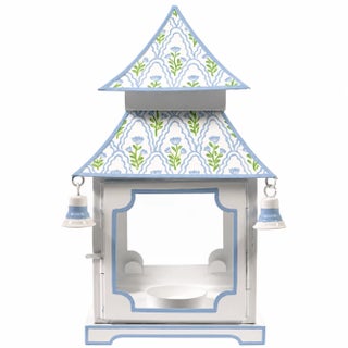 White & Blue Tulip Pagoda Lantern, Medium For Sale