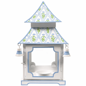 White & Blue Tulip Pagoda Lantern, Medium