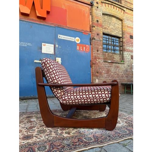Mahogany Lounge Chair with Reddish-Brown Circular Pattern For Sale - Image 11 of 11
