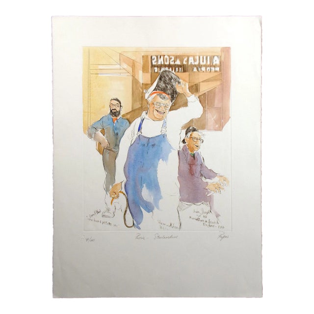 William Papas "Peoria Steelworkers" Hand Colored Etching, Factory, Illinois For Sale