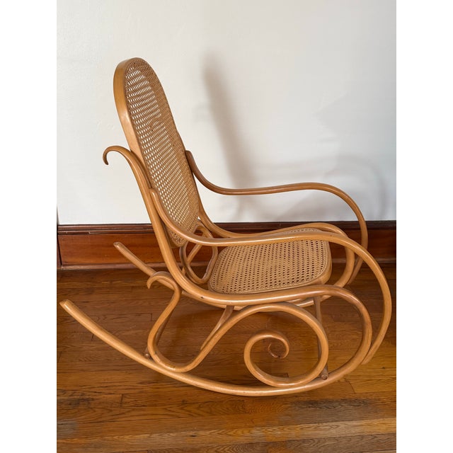 Vintage Thonet Style Bentwood and Cane Rocking Chair For Sale - Image 6 of 11