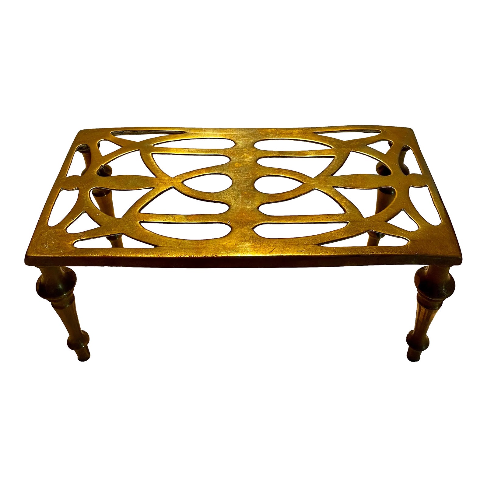 Early 20th Century Brass Table Shaped Trivet | Chairish