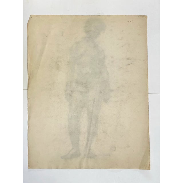 Paper Vintage B. Hinshaw Pencil Drawing of a Black Female Nude Study 1940s For Sale - Image 7 of 7