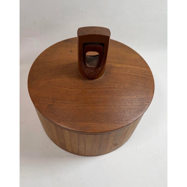 Jens Quistgaard Dansk Modern Bamboo and Teak Ice Bucket, 1960, Denmark rare Dansk model 1510 ice bucket from the "Cane And...